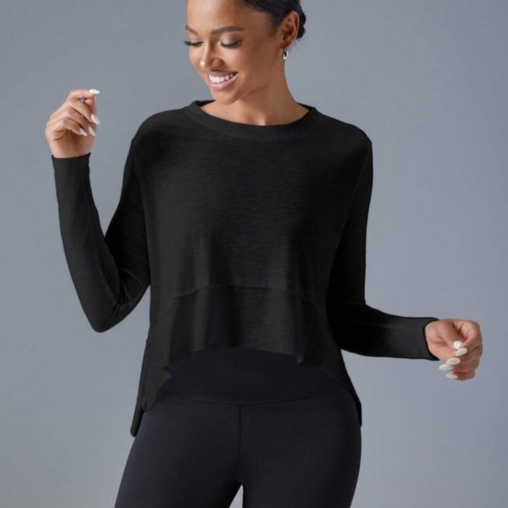 Sporty Black Long Sleeve Women's Top